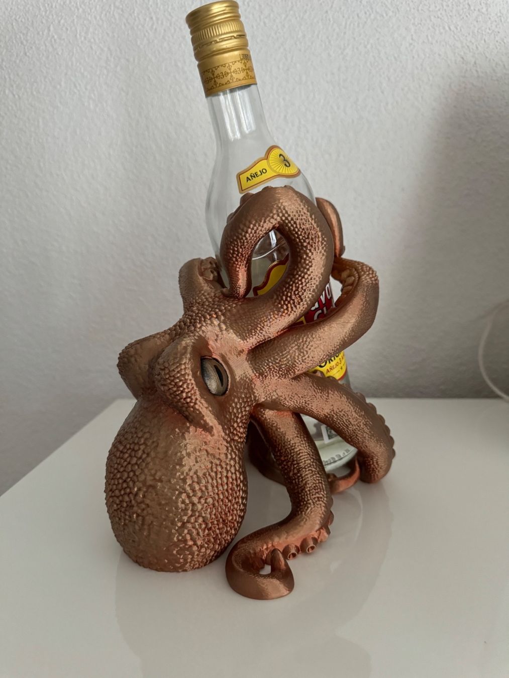 Pieuvre - support pour bouteille couleur cuivre-doré