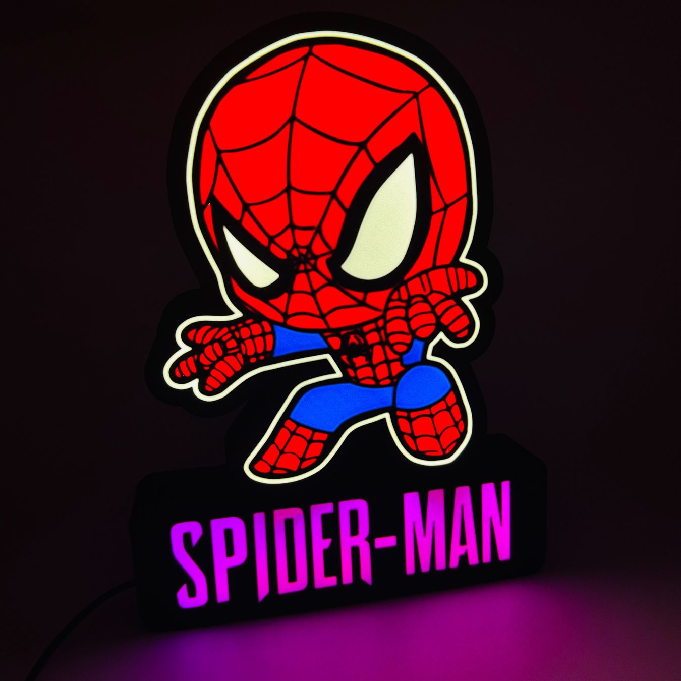 LedBOX RGB SPIDERMAN KID avec Nom personnalisable